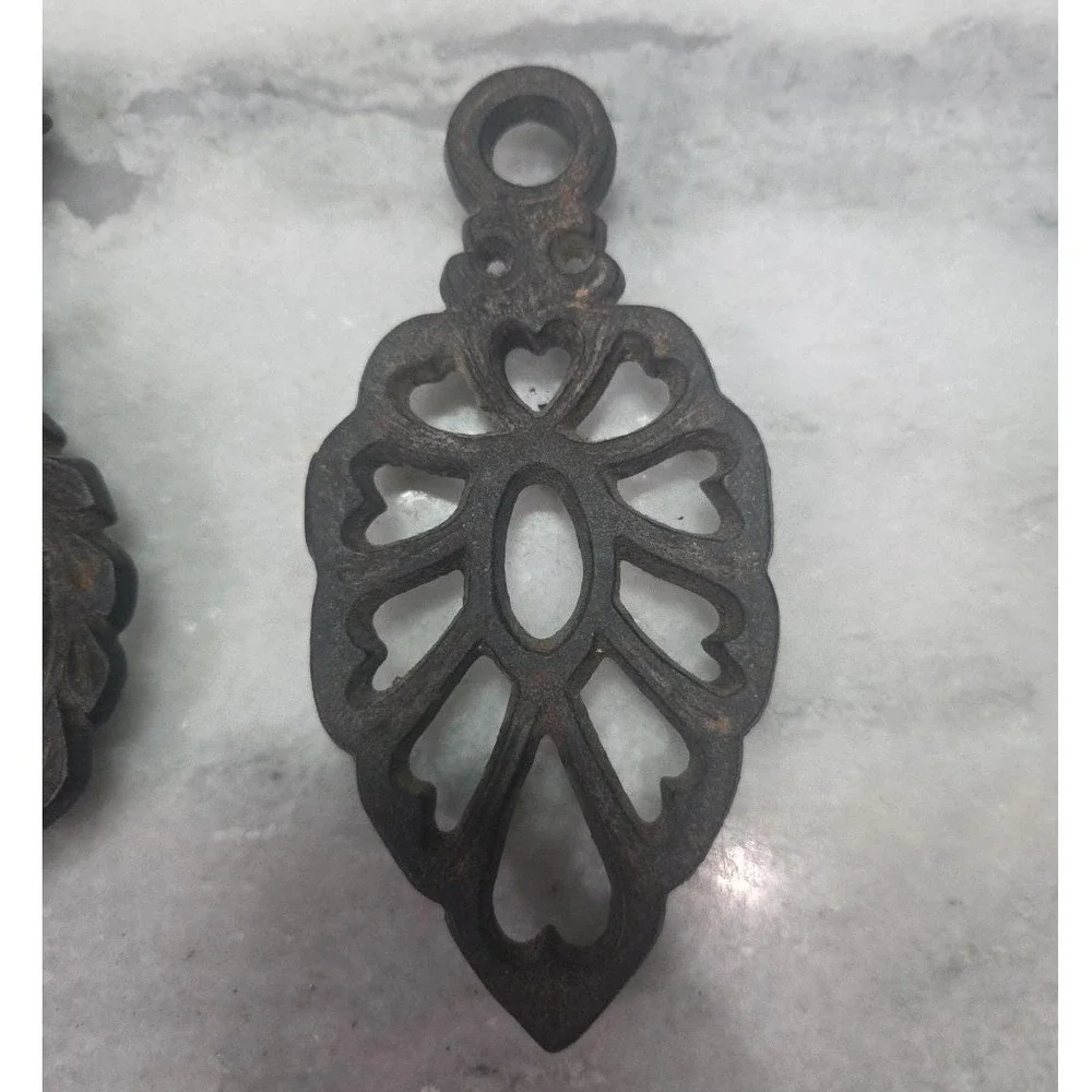 Wilton Black Cast Iron Trivets, Set of 2, Vintage Rustic Kitchen Accessory